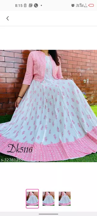 Stylish White pink 10 Kali kurti with jacket uploaded by Aanadhya fashion on 9/8/2022