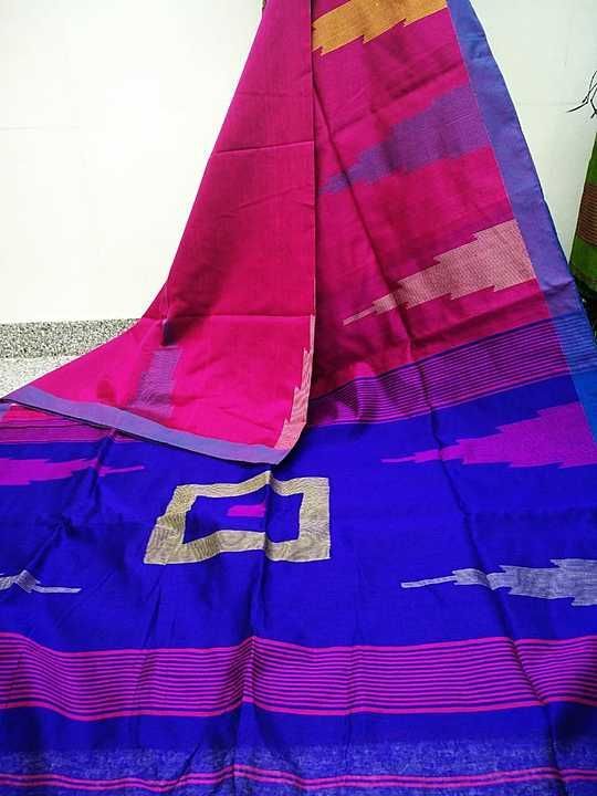 Silk by Cotton handloom Saree with BP uploaded by ADSHOP ® on 12/11/2020