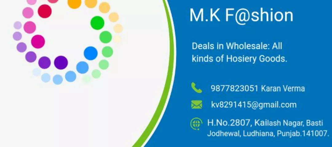 Visiting card store images of M.K Fashion