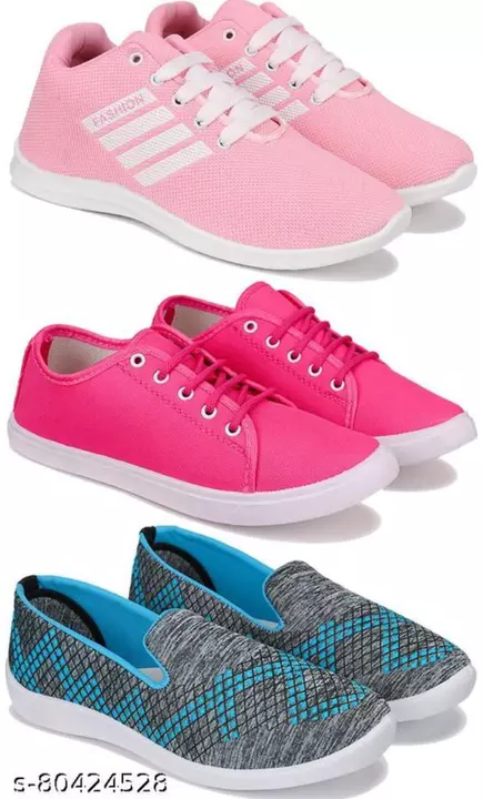 Post image Bersache Women Multicolor Casual Sneakers Shoes (Pack of 3) (Combo(MM)-1704-1669-3217)Name: Bersache Women Multicolor Casual Sneakers Shoes (Pack of 3) (Combo(MM)-1704-1669-3217)Material: CanvasSole Material: PvcPattern: SolidFastening &amp; Back Detail: Lace-UpNet Quantity (N): 3Bersache Nice well-made “CASUAL SHOE”, Lightweight &amp; Breathable, Daily wear &amp; Home Washable FOR WOMEN with Exclusive designs and Durable materials every step feels light and breezy. Breathable, free-moving fabrics which adjust according to your foot and creates an astoundingly easy-going experience. Made with the sense of the latest fashion trends. Made for long-term wear, to provide comfort to the feet, Comfort Sole &amp; Flexible Walk: The outsoles are made by an air cushion, doubling the effect of shock absorption. Besides, these shoes perform excellent in durability and are also slip resistant. It provides comfort to your every step. About our Shoes offering the latest best quality trending footwear online at best low price with Friendly Customer Service!!!!Sizes: IND-4, IND-5, IND-6, IND-7, IND-8Country of Origin: India
