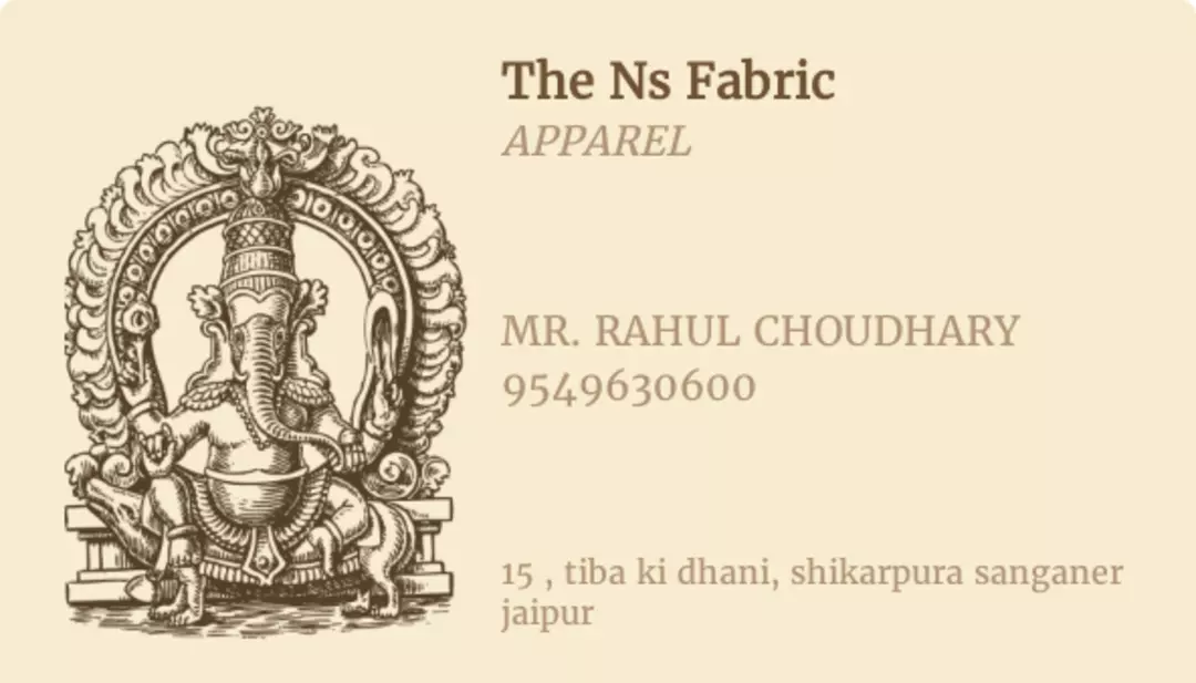 Visiting card store images of Ns fabrics