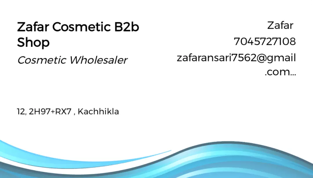 Visiting card store images of Zafar cosmetic