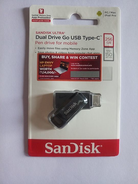 256GB DUAL DRIVE USB TYPE C3 150 SPEED SANDISK  uploaded by Shree computers  on 12/12/2020