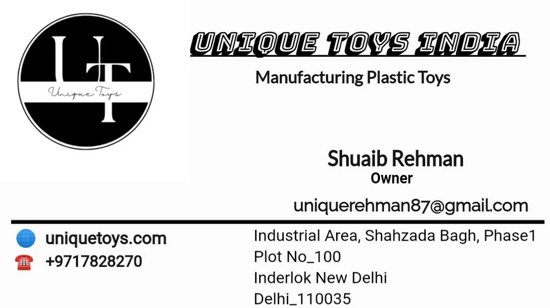 Visiting card store images of Unique Toys India