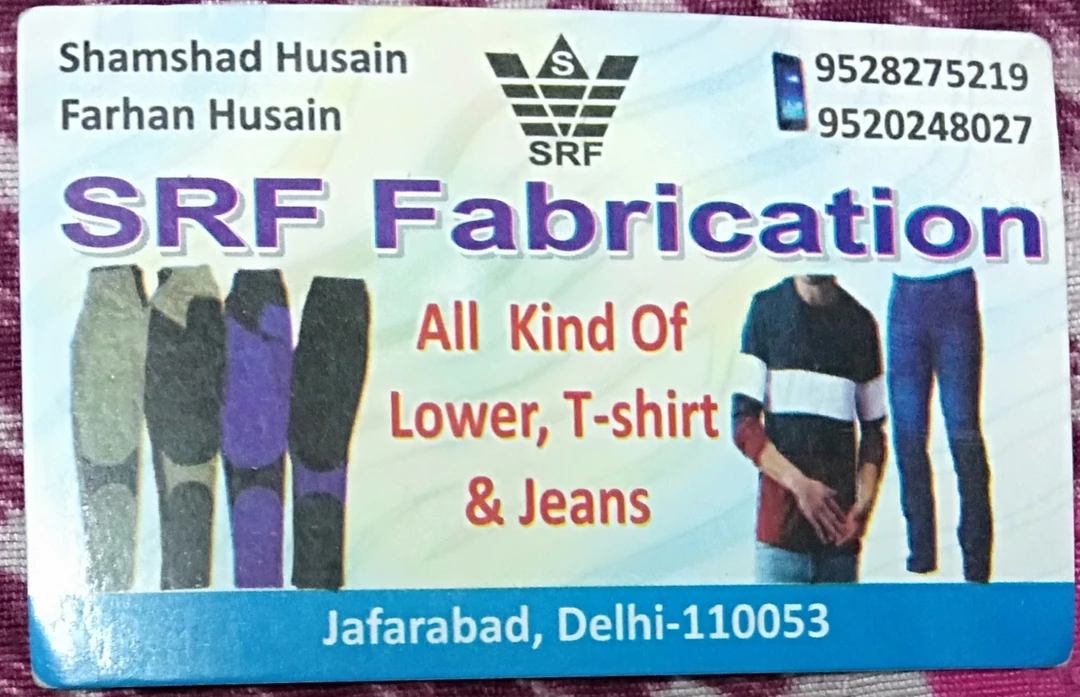 Visiting card store images of srf jeans