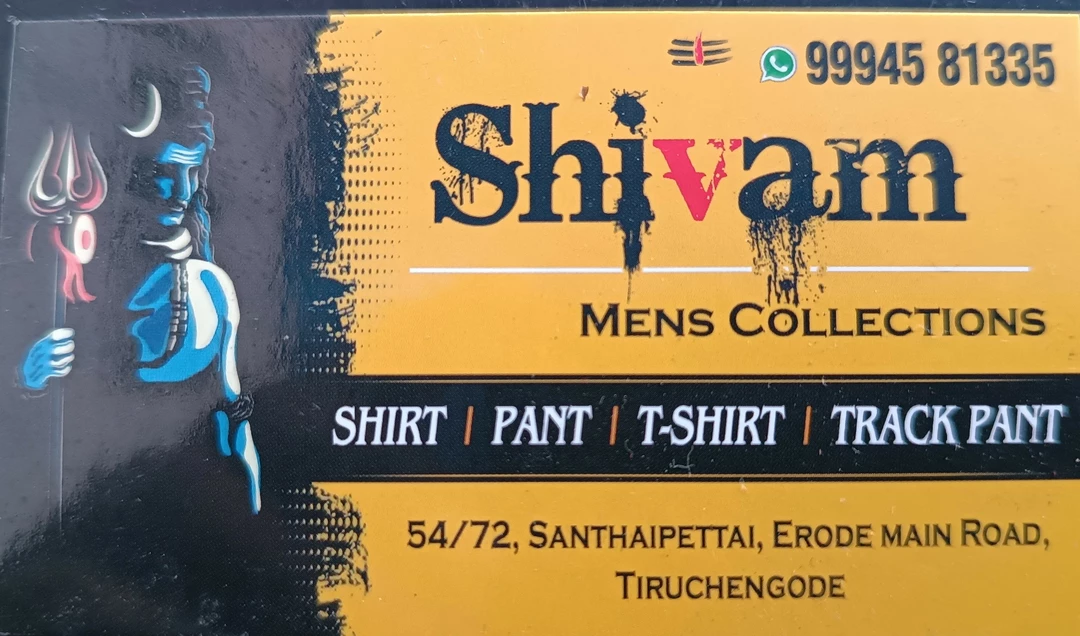 Visiting card store images of Shivam men's collections