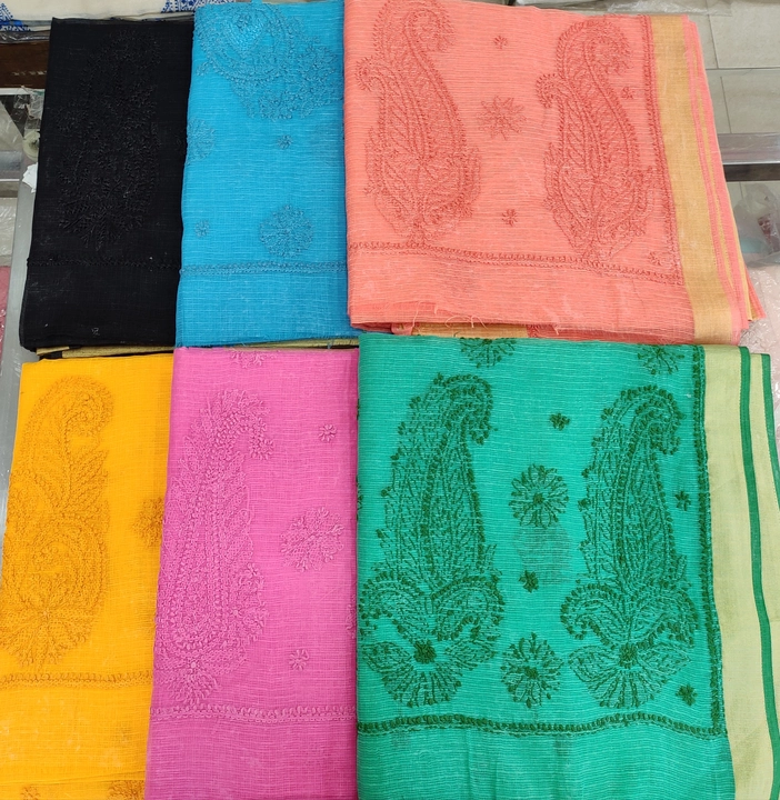 Post image Kota jari border saree with blouse with hand chikankari work