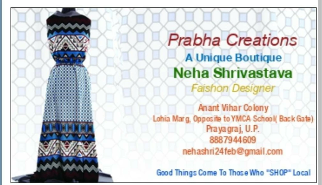 Visiting card store images of Prabha Creations 