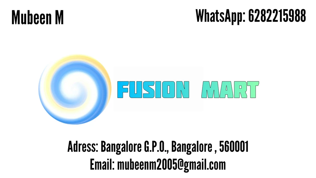 Visiting card store images of Fusion mart Wholesale