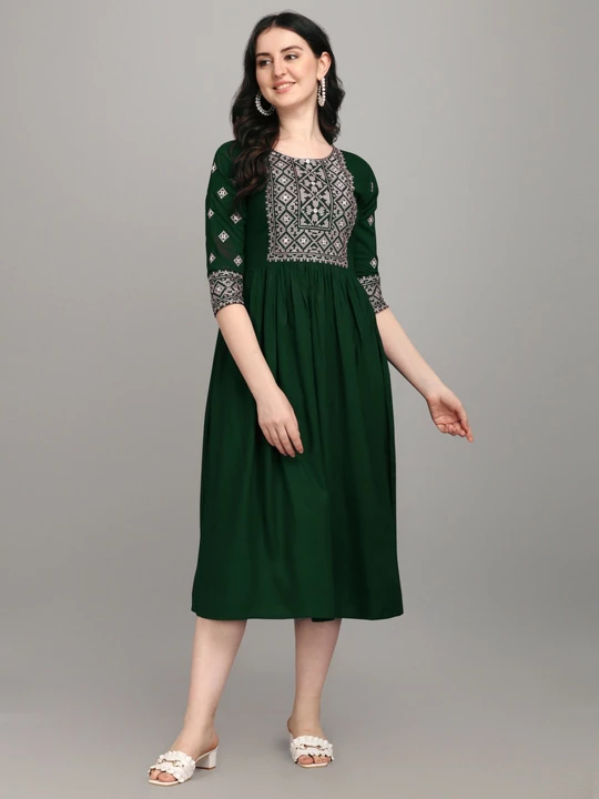 Rayon embroidered kurti  uploaded by Koranisa on 9/11/2022