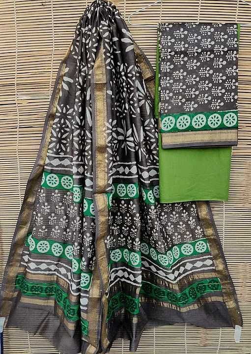 
Block printed mheswari silk suit  uploaded by business on 6/25/2020
