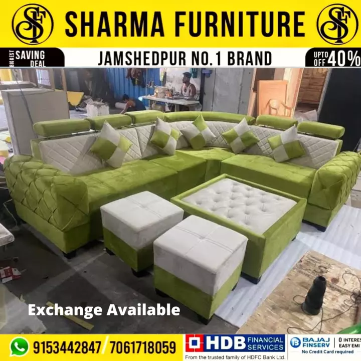 New Burfi Model Corner Sofa Set uploaded by Sharma furniture on 9/11/2022