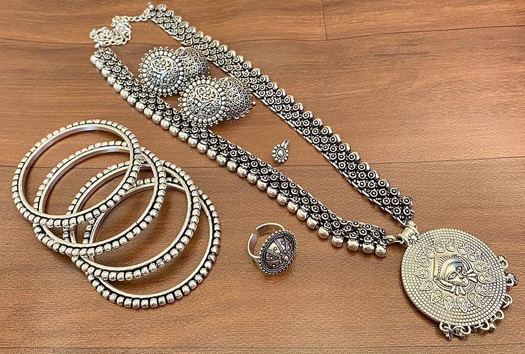 Restocked Ball chain combo set with jhumkas ring nosepin and bangles (2.4,2.6,2.8) 865+$₹ per set uploaded by business on 12/13/2020