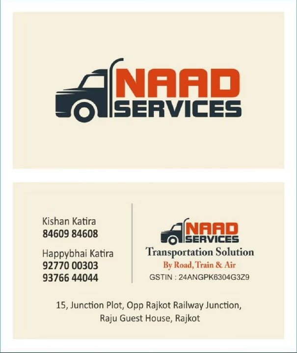 Visiting card store images of Naad Services Transportation Solution