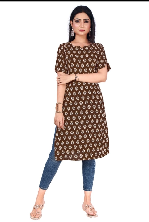 Casual cotton straight printed kurti uploaded by Jukesh on 9/12/2022