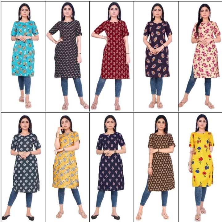 Casual cotton straight printed kurti uploaded by business on 9/12/2022