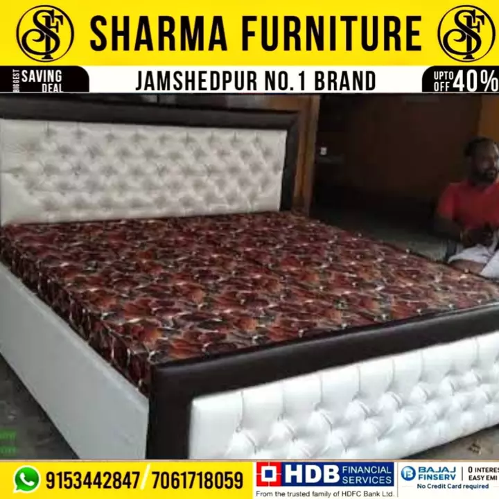 Best White Cushion Head Board Bed uploaded by Sharma furniture on 9/12/2022