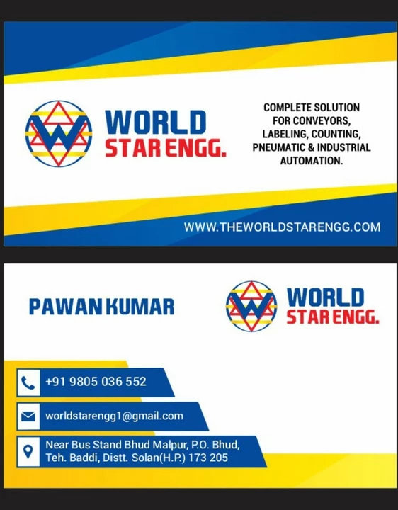 Visiting card store images of World star engg