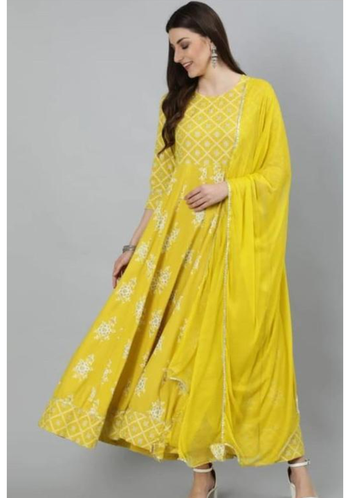 Mustard gown with dupatta uploaded by Sandali Creations on 9/13/2022