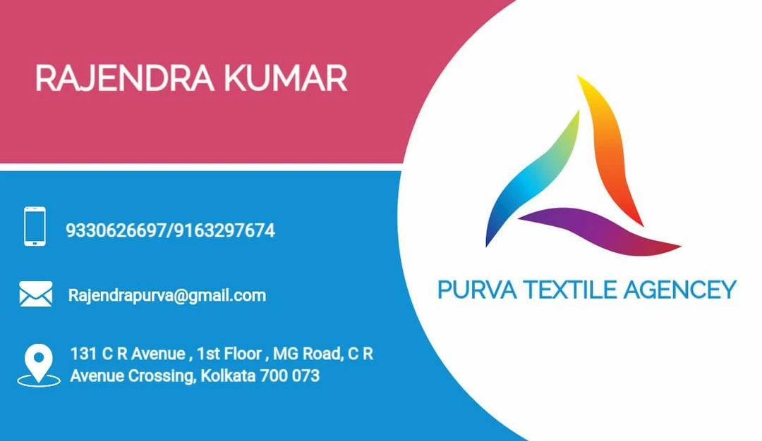 Visiting card store images of Purva textile agency 
