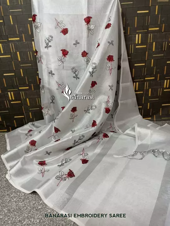 Tissue saree  . Embroidery work .  uploaded by business on 9/13/2022