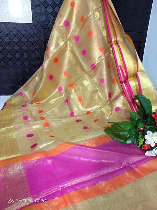 Post image Banarasi Kora tissu saree...
With running blouse peace..