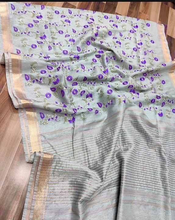 Silk linen with embroiderey work
Running blouse piece uploaded by H l Cloth Udyog on 12/15/2020