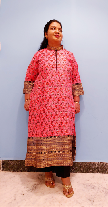 Design no 136 Cotton jacquard dress with gold border  uploaded by Style n Trends plussize store  on 9/14/2022