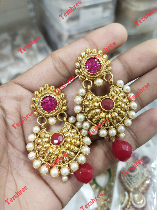 Antique Jewellery Earrings Copper Metal High Gold Plated uploaded by Tezshree on 9/14/2022