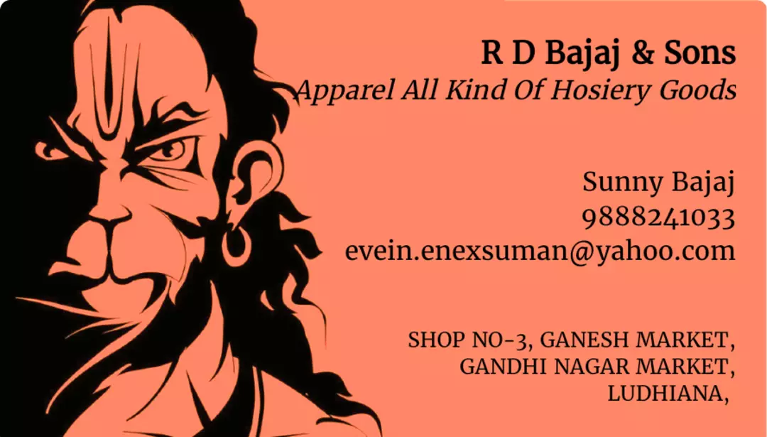 Visiting card store images of R.D. BAJAJ& SONS