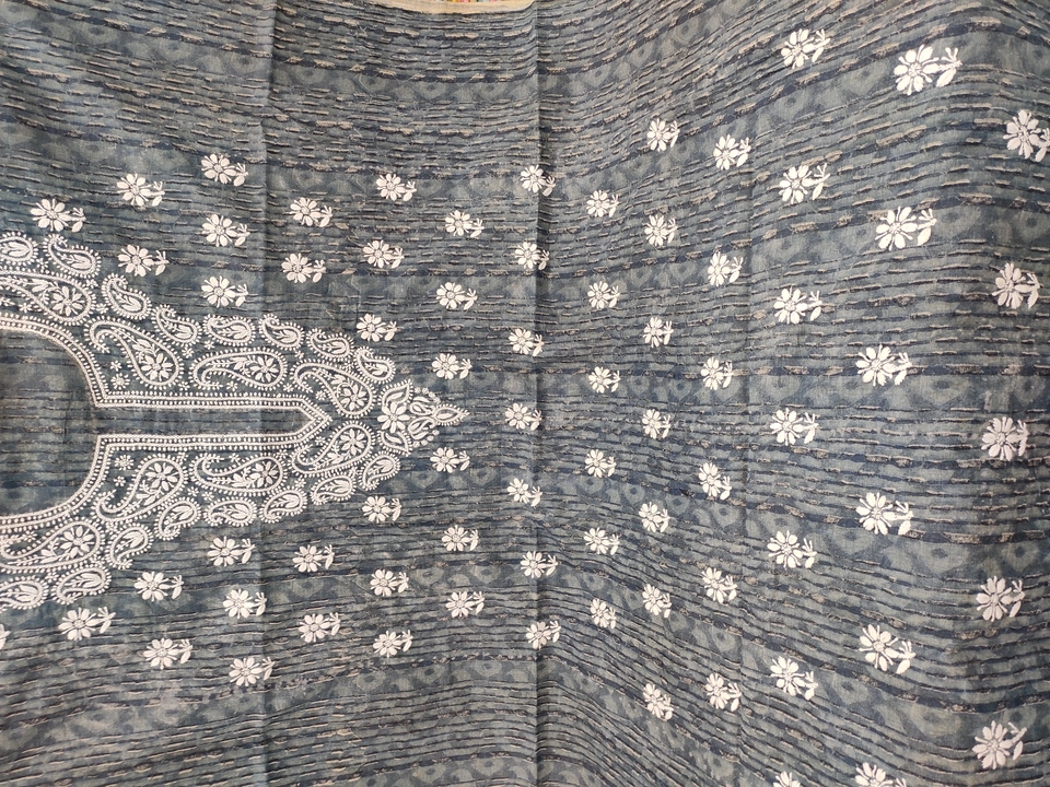PURE cotton kurti material with hand chikankari work  uploaded by Shri Ram Chikan center on 9/14/2022