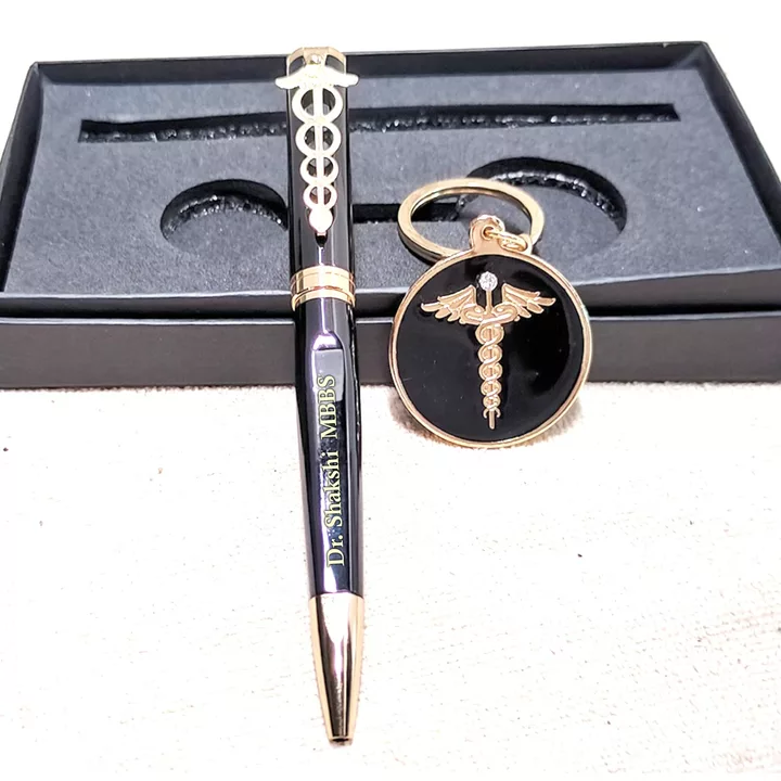 Personalized Metal Ball Pen and Keychain combo name engraved uploaded by business on 9/14/2022