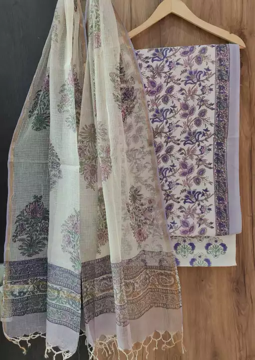 Cotton suit with Kota dupatta uploaded by Hand block printed sarees on 9/14/2022