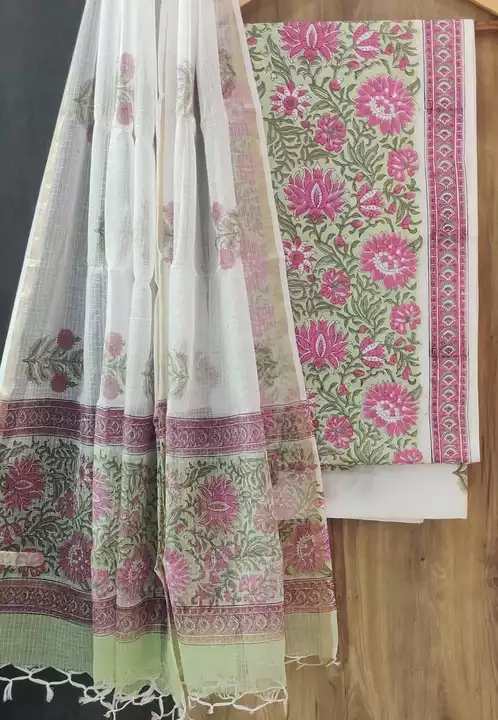 Cotton suit with Kota dupatta uploaded by Hand block printed sarees on 9/14/2022