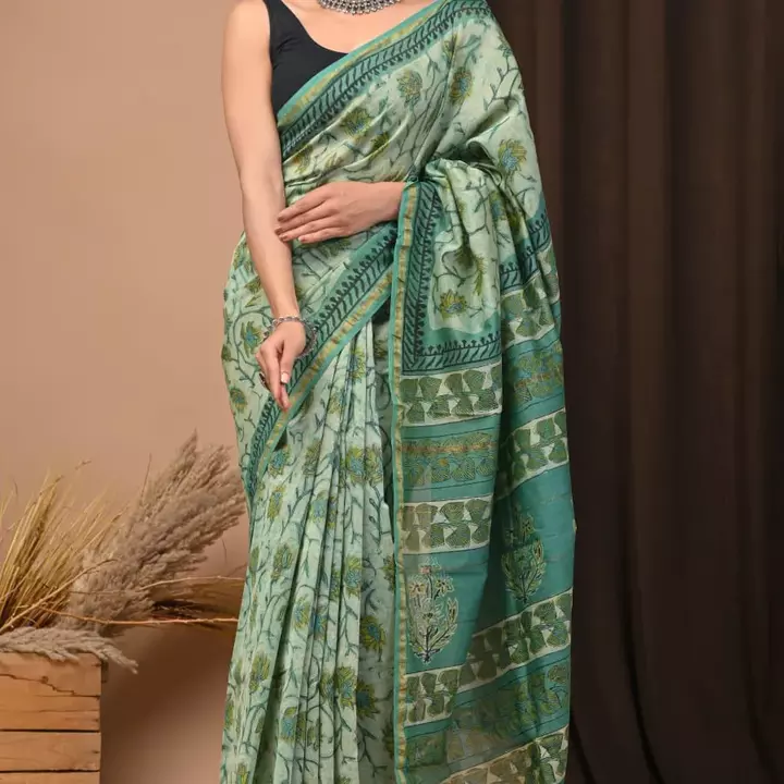 Chanderi silk sarees uploaded by Hand block printed sarees on 9/14/2022
