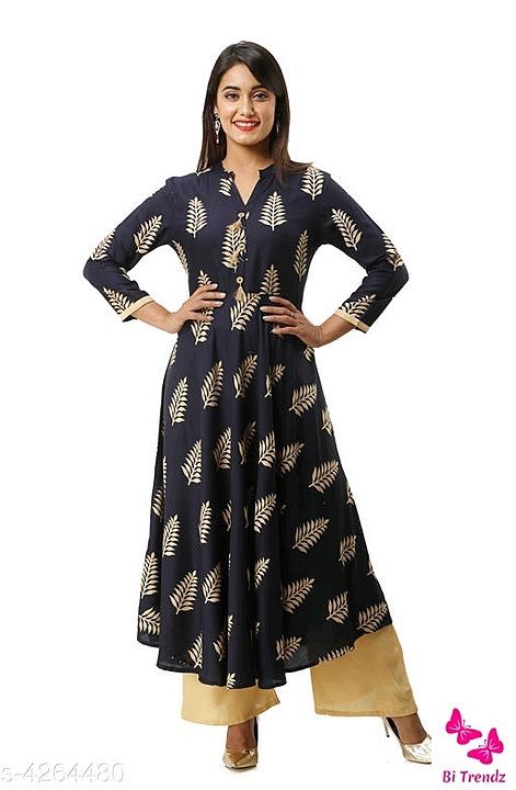 Catalog Name:*Trendy Drishya Kurtis*
Fabric: Rayon
Sleeve Length: Three-Quarter Sleeves
 uploaded by business on 12/16/2020