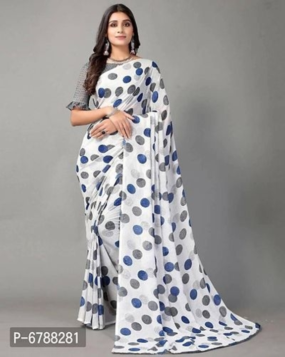 Gerogette polka printed saree  uploaded by business on 9/14/2022