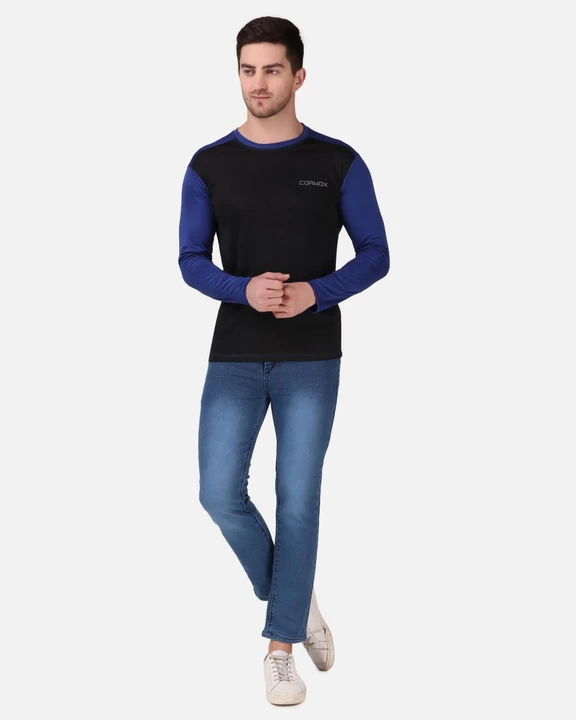 CORWOX Men's Active Sports Full Sleeves Blue and Black Polyester T-Shirt uploaded by THE AMAZING STORE on 9/14/2022
