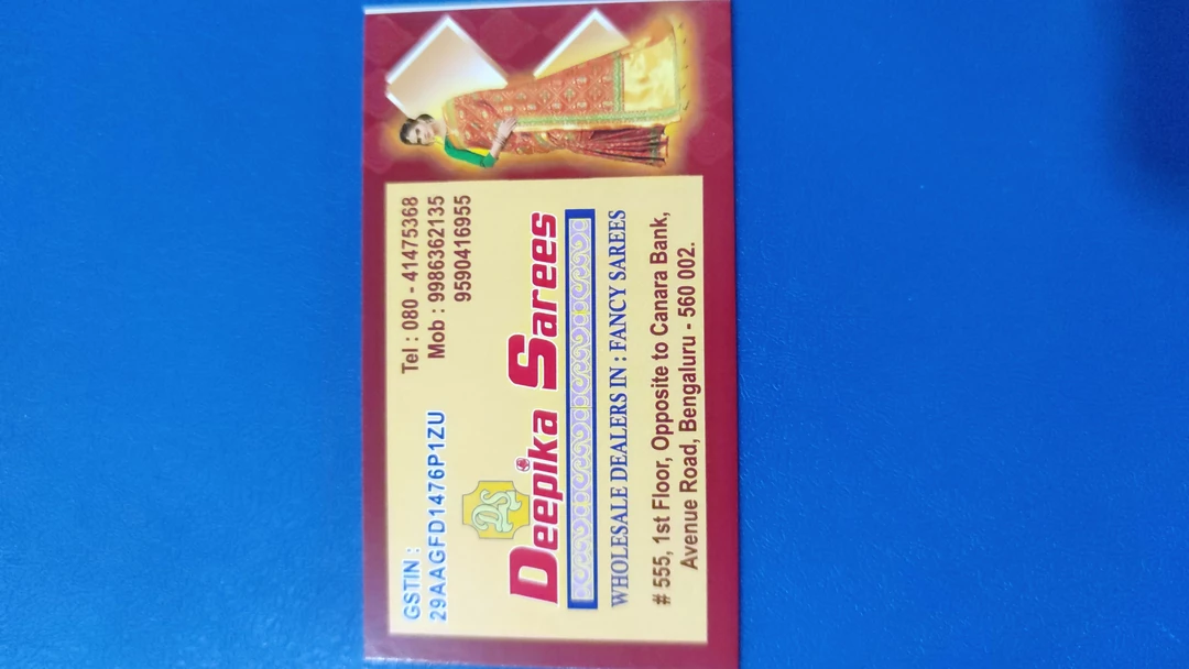 Visiting card store images of Deepika sarees bangalore