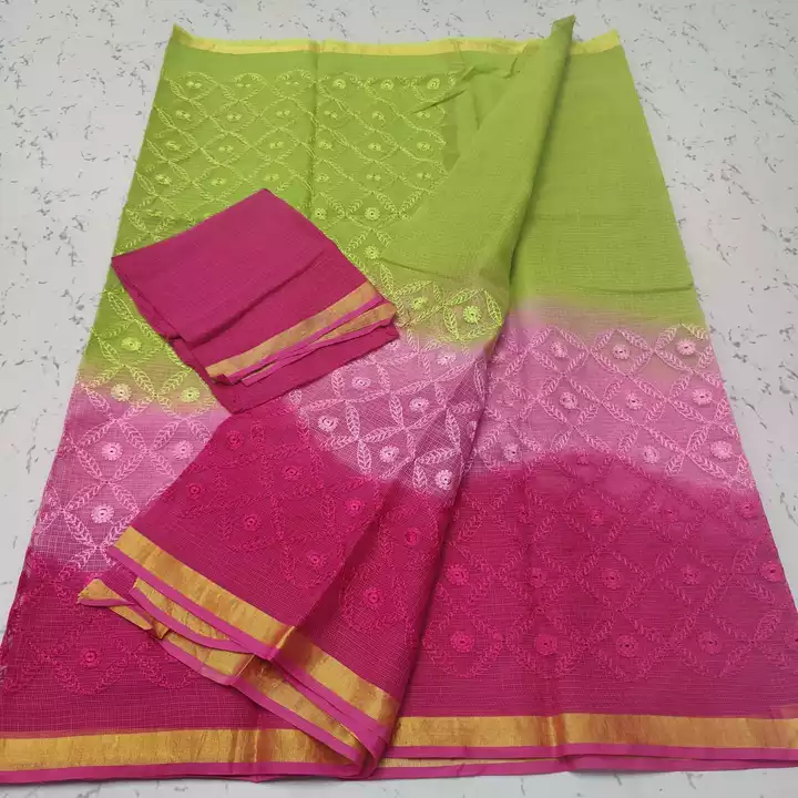 *Pure Kota Cotton multi-dye self embroidery Saree* uploaded by business on 9/15/2022