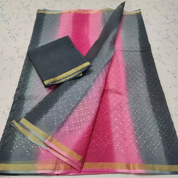 *Pure Kota Cotton multi-dye self embroidery Saree* uploaded by business on 9/15/2022
