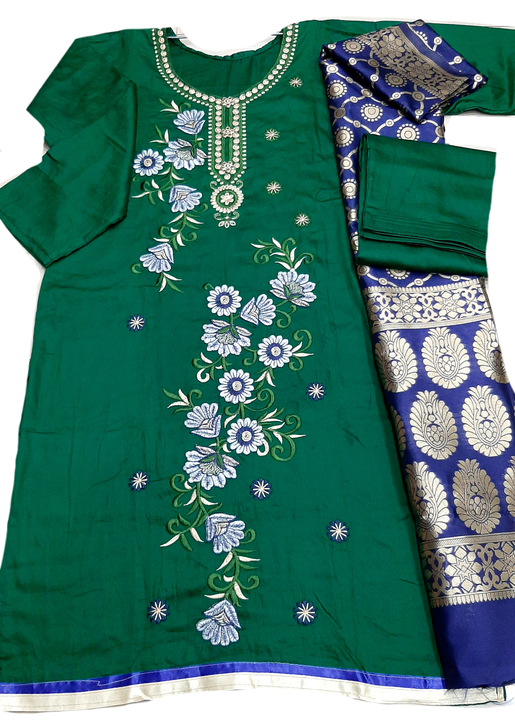 Stiched pure jaam cotton suit with stiched salwar and banarasi dupata  uploaded by business on 9/15/2022