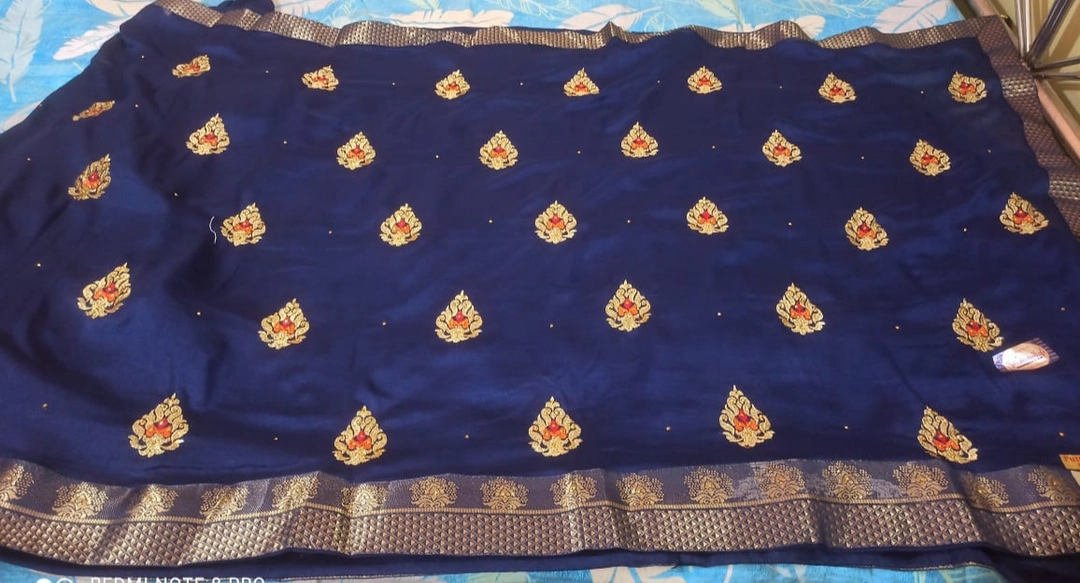 Bichitra silk saree with slik broder. Zari and stone work with blouse piece uploaded by business on 9/15/2022