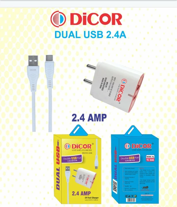 2.4 amp dual usb Charger 1 yr warranty for Charger,6months warranty for cables uploaded by Deesha Collection on 9/16/2022