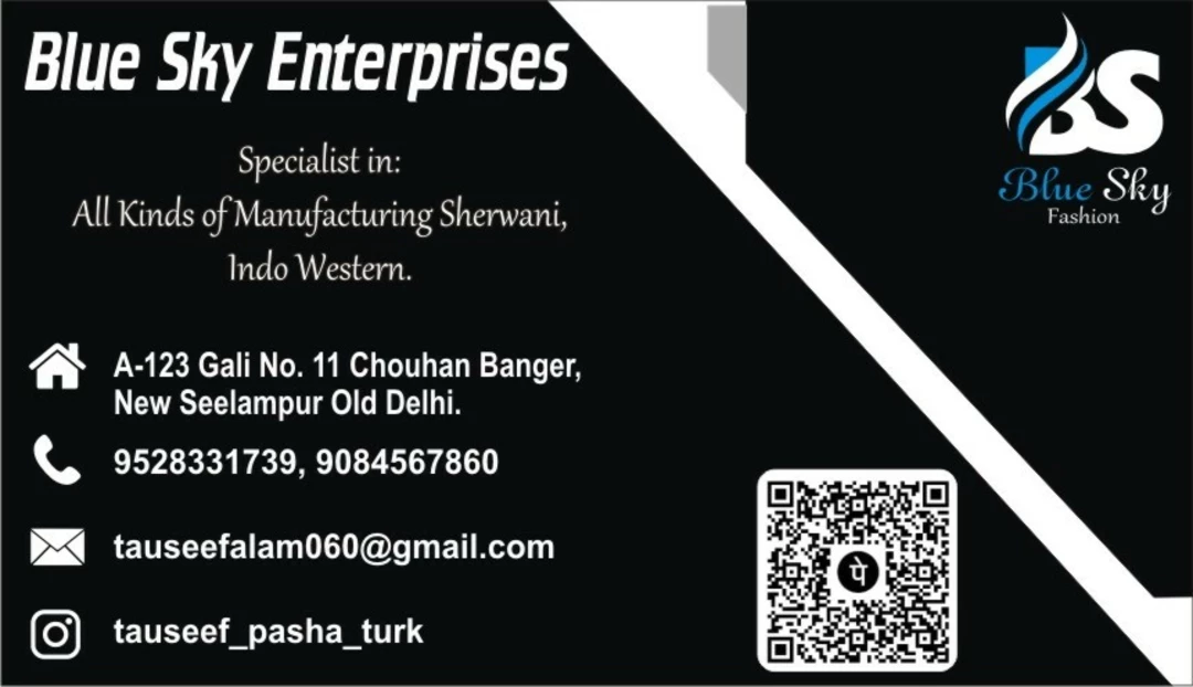 Visiting card store images of Blue sky Enterprises' sherwani