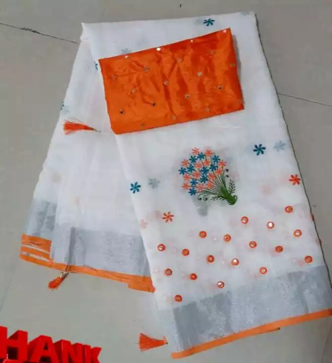 Chanderi Silk sareee with blouse piece uploaded by Sd collection on 9/16/2022