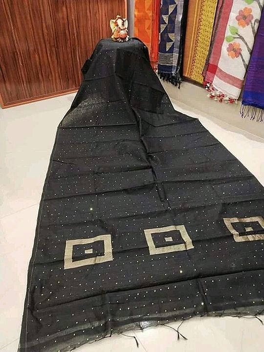 Handloom cotton silk sequence saree with bp  uploaded by Tiu's collection  on 6/26/2020