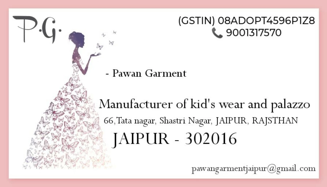 Visiting card store images of Pawan garments