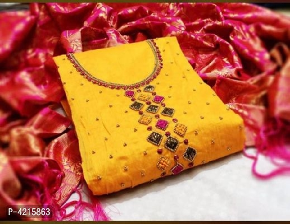 Exclusive Chanderi Cotton Dress Material with Dupatta uploaded by business on 9/17/2022