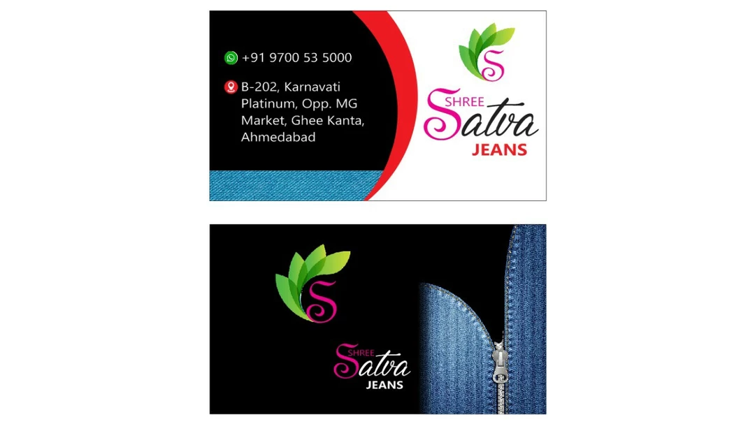 Visiting card store images of Satva jeans
